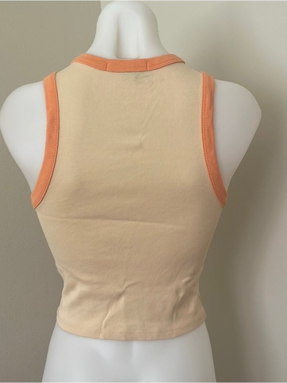 Graphic Crop Tank Top in Orange/Cream, Medium - Picture 2 of 2